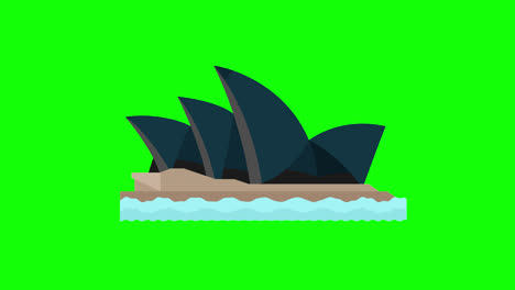 Opera-House-icon-Animation.-loop-animation-with-alpha-channel,-green-screen.